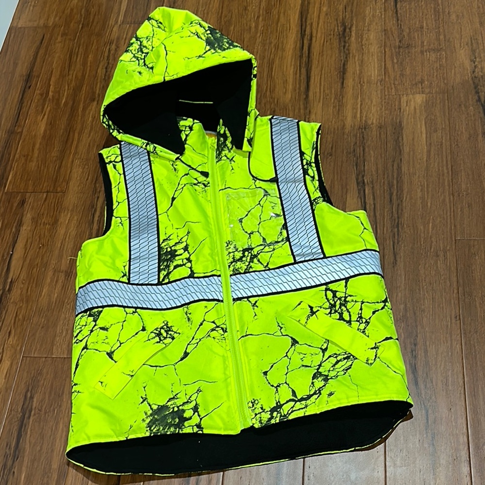 SAFEGUARD Safety Vest High Visibility Work Hoodie Fleece Waterproof Size L